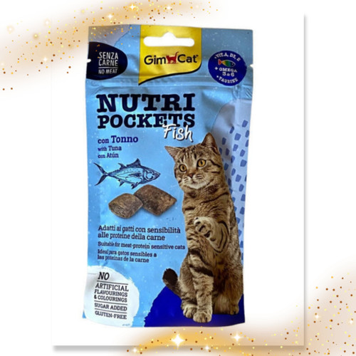 اسنک تشویقی گربه جیم کت با طعم ماهی تن GimCat Nutri Pockets Dental With Tuna Fish وزن 60 گرم