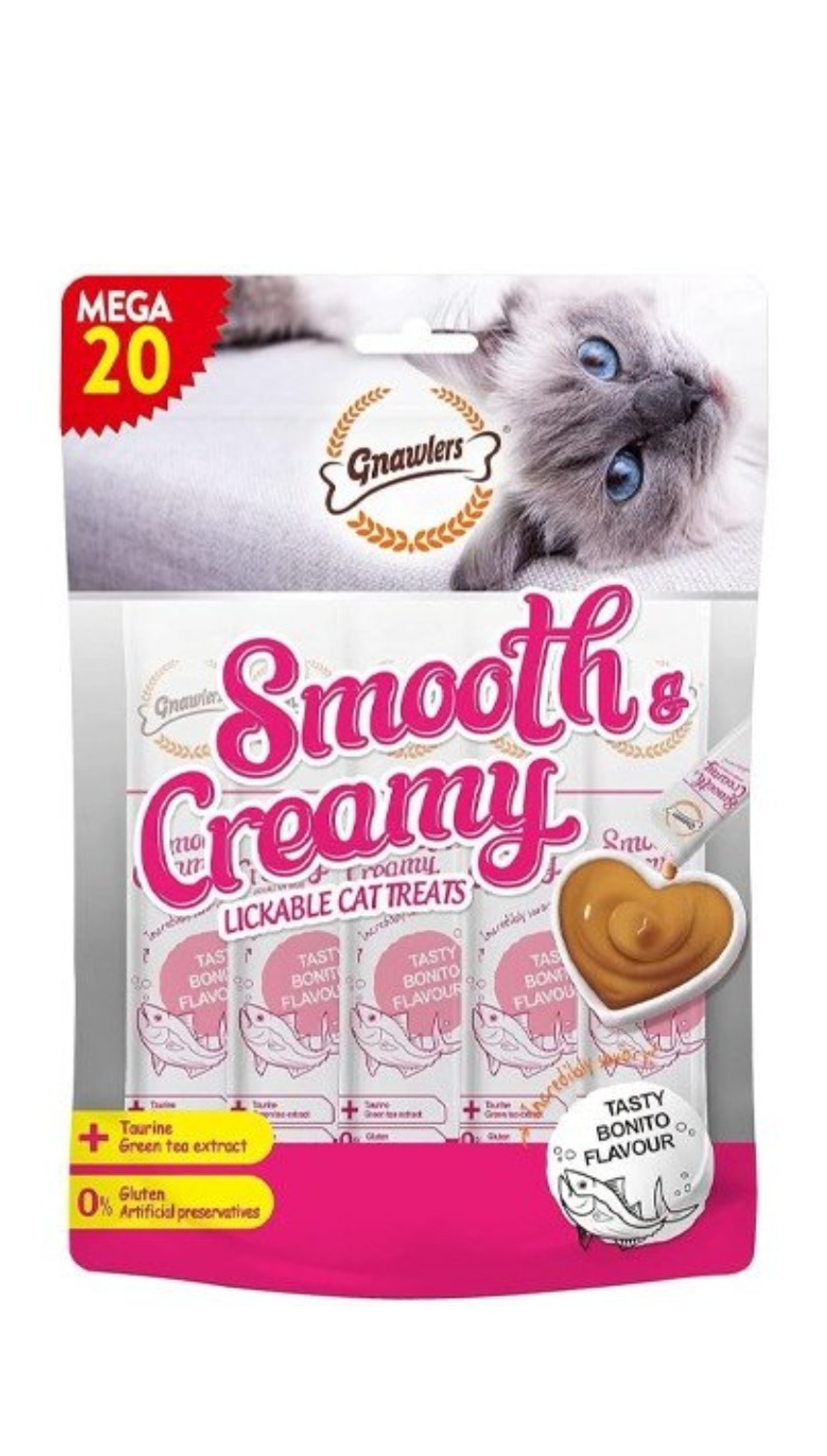 بستنی گربه گناولرز مدل Smooth Creamy طعم ماهی بونیتو بسته 20 عددی