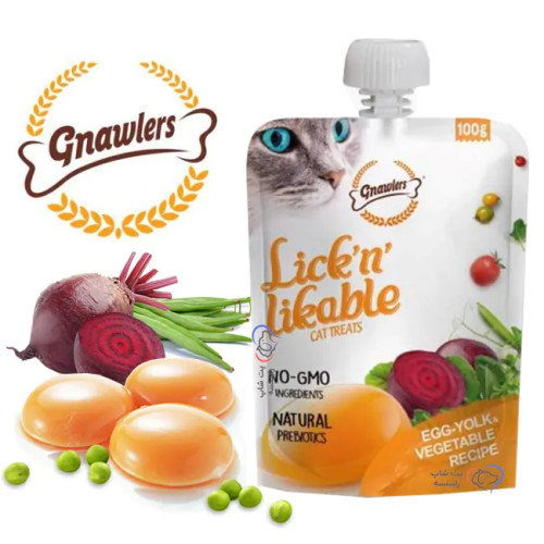 پودینگ گربه گناولرز با طعم زرده تخممرغ و سبزیجات Gnawlers Lickable Cat Treat With Egg Yolk & Vegetables وزن 100 گرم