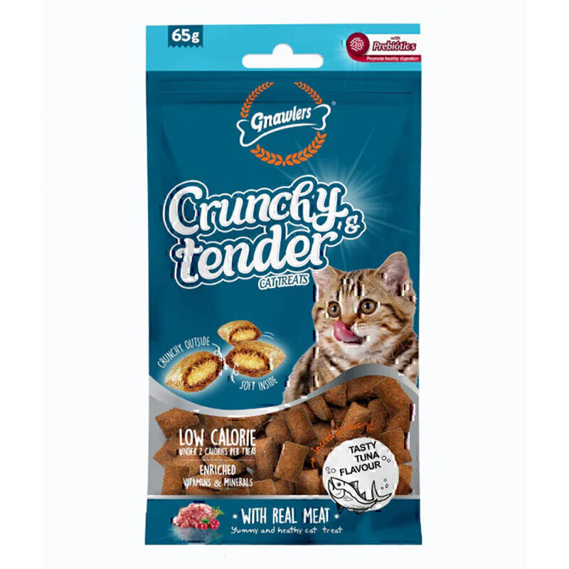 تشویقی گربه گناولرز نوتری مغزدار با طعم ماهی تن Gnawlers Crunchy Cat Treat With Tuna وزن 65 گرم