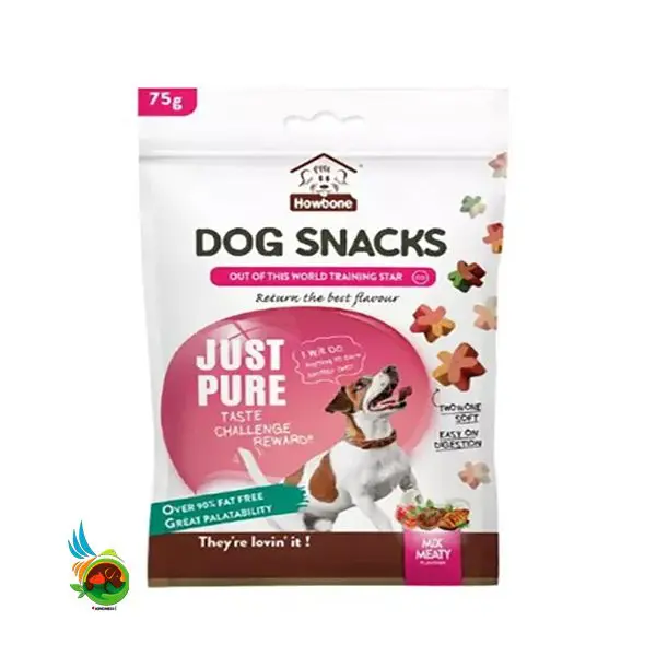 اسنک تشویقی سگ هابون طعم میکس مدل ستاره ای Howbone dog snack just pure mix meaty وزن 75 گرم
